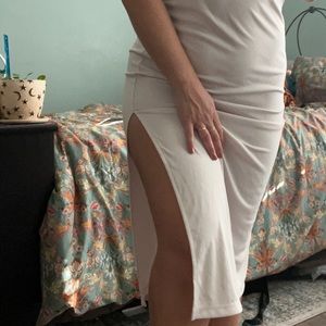 H&M nude small long strappy dress with slit 🪞